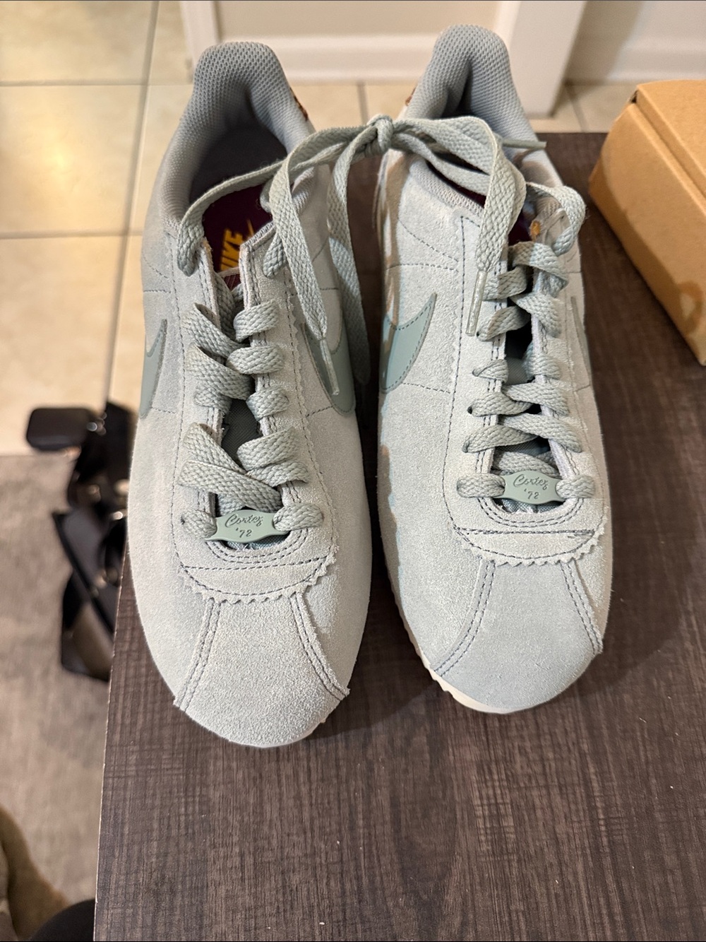 Nike Cortez Suede Sneakers in Sage Green